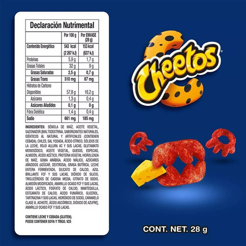 Sabritas Cheetos Colmillo 12 Piezas De 28 Gramos C/u