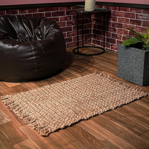 Alfombra De Yute Tejida A Mano 60 X 90 Cm Bohemia