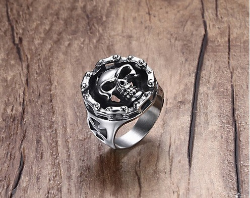 Imagen 4 de 6 de Anillo De Acero Inoxidable, Calavera New Punk
