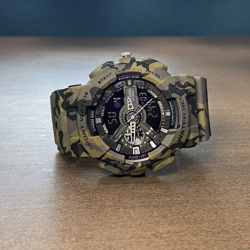 Reloj Unisex Skmei 1688 Sumergible Digital Alarma Cronometro Color De La Malla Verde Camuflaje
