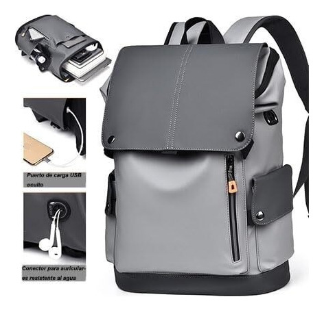 Mochila De Negocios For Hombre De 17 Pulgadas, Impermeable, For Portátil De Viaje,delgada Y Expandible, Con Puerto De Cargador Usb