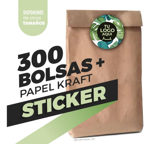 300 Bolsas 2kilos + 300 Stickers Con Tu Logo - Cuatroojos_ok