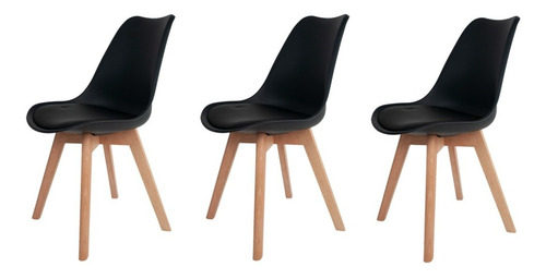 Imagem 3 de 5 de 3 Cadeiras Saarinen Leda Base Wood Artiluminacao