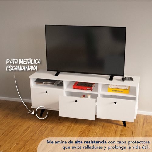 Rack Tv Centro Estant Rack Tv Blanco Mt5000bl Ancho 130cm