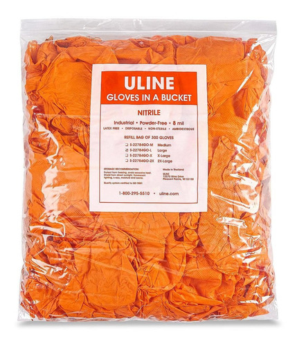 Repuesto Para Uline Guantes En Cubeta G, Naranjas, 300/paq
