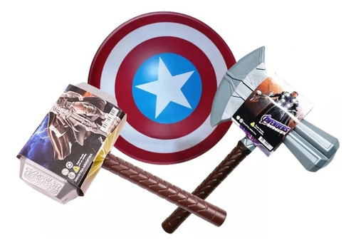 Avengers-hacha Thor +martillo +escudo Capitán América E.full
