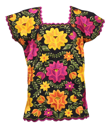 Blusa Artesanal Bordada Yucateca Modelo Natalia