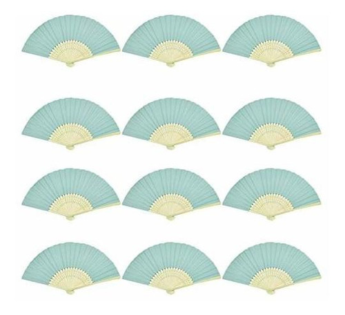 Abanicos De Bambú Plegables En 12 Colores - Light Blue