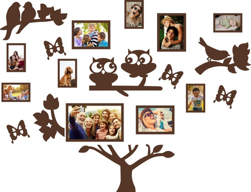 Portaretratos Árbol Familia Decoración Cuadro Fotografía Mdf Color Chocolate