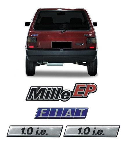 Imagem 1 de 5 de Kit De Emblemas Uno Mille Ep 1.0 I.e Adesivo Resinado - Fiat