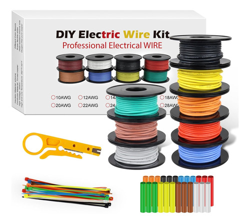 Kit De Cables De  18, 23 Pies Cada Uno, 8 Colores Flexibles 