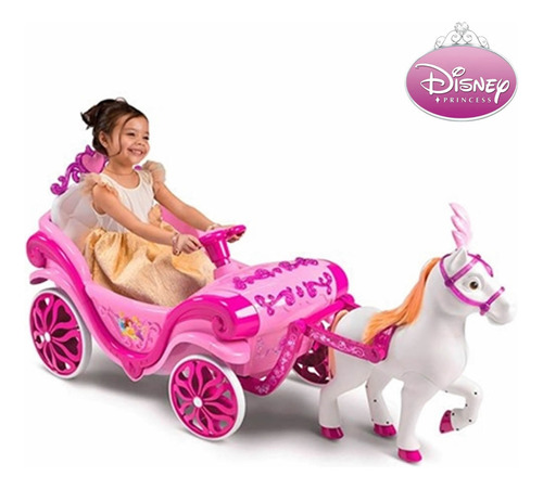 Carro Elétrico 6 V Carruagem Infantil Princesas Disney Zippy Cor Rosa