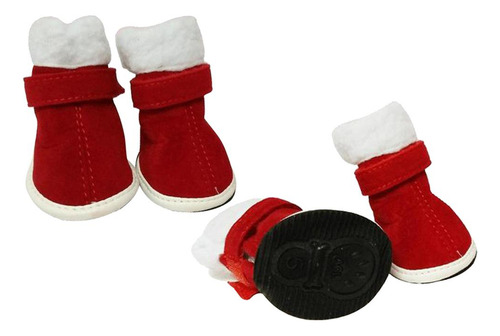 4 Piezas De Mascota Botines Navidad De Pata Rojo S