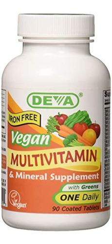 Deva Vegan Multivitamina Y Suplemento Mineral Sin Hierro  9