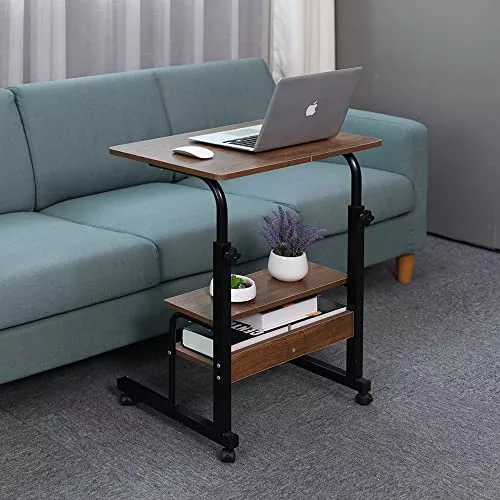 Mesa de cama con ruedas ajustables | Mesa rodante para computadora  portátil, escritorio para colocar sobre la cama, bandeja de hospital, mesa  auxiliar