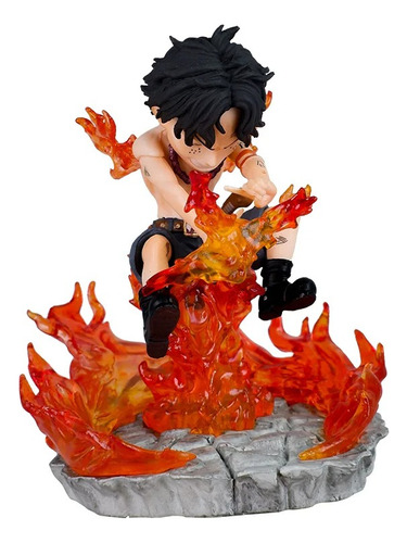 Figura One Piece Ace Fuego Escultura Muñeco Base Pvc 