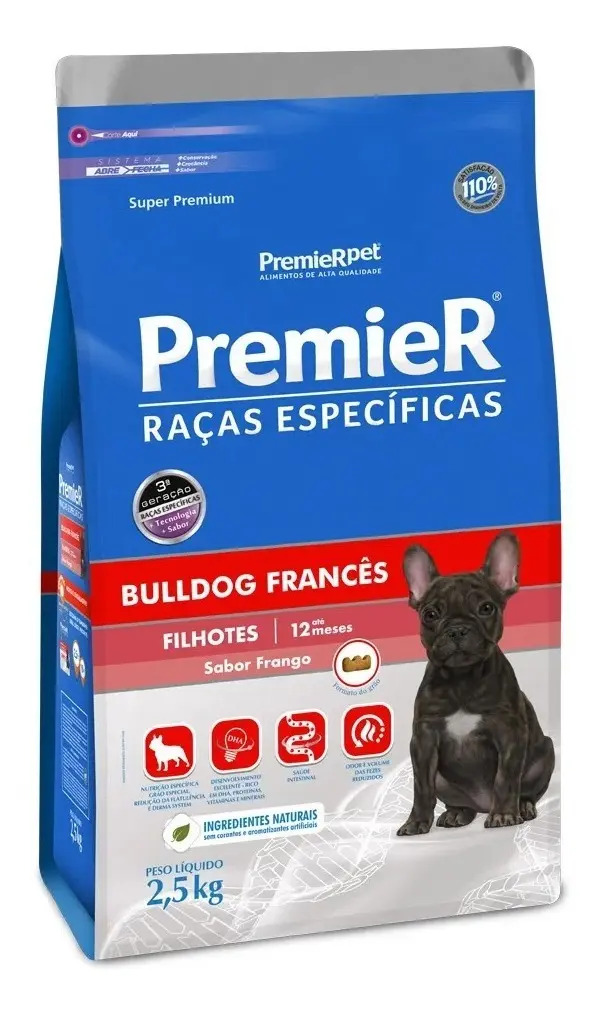Ração Seca Premier Bulldog Francês Filhote Frango 2,5kg