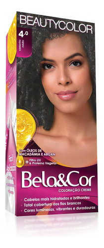  Coloração Kit Bela&cor Todas As Cores - Tinta Para Cabelo Tom 4.0 castanho médio