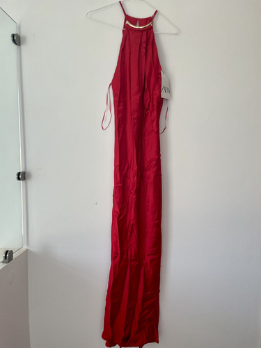 Zara Vestido Largo Talla M Rojo Nuevo Importado Con Etiqueta
