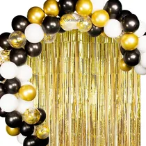 Comprar Arco Organico 100 Globos Negro Dorado Blanco Cortina 
