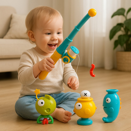 Brinquedo Pescaria De Banho Com Vara Anzol Peixes BebĂȘ +18m