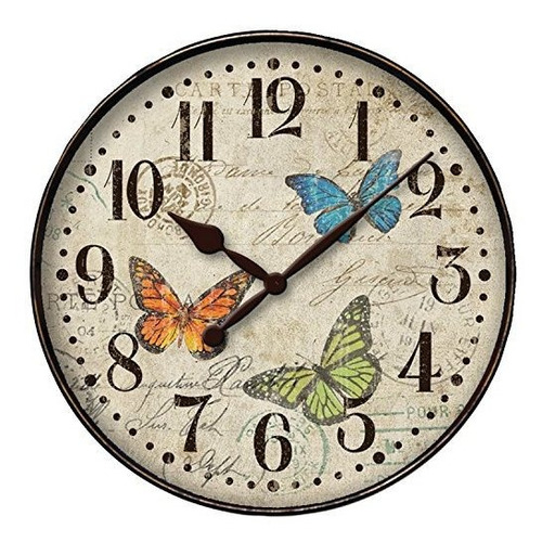 Reloj De Pared Redondo Mariposa  32897bf, 12