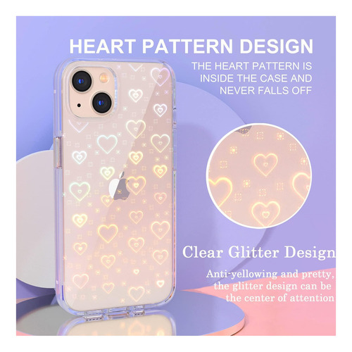 Tksafy Funda Compatible Con Iphone 13, Diseño De Patrón De Y Corazón Arcoíris.