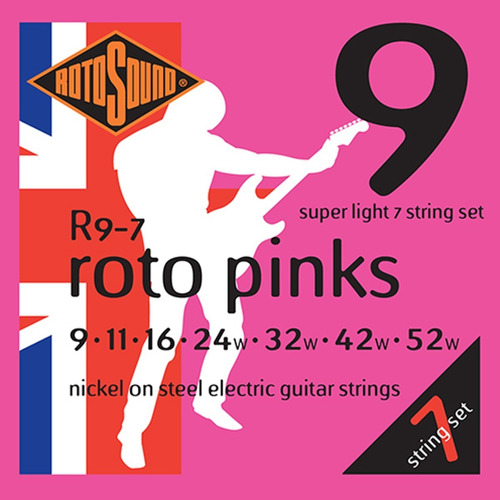 Corda Guitarra 7 Cordas Rotosound Roto Pinks R9-7 009/052
