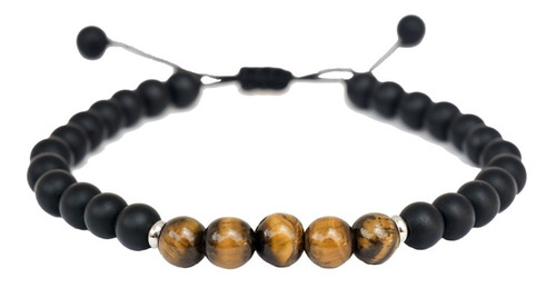 Pulsera Para Hombre De Glass Mate, Ojo De Tigre Y Hematita