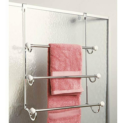 Interdesign York Over-the-shower-door 3-bar Towel Rack, Color Cromado