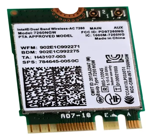 Placa Wifi Intel Wireless 7260 2.4 Ghz7260ngw