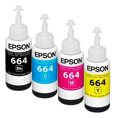 Kit 4 Tintas Epson T664 Ecotank Tinta Continua L120 L310 L38