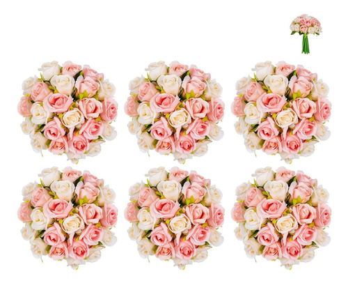 Blosmon Rosa Artificial 24 Cabeza Falsa Champan Ramo Boda 6
