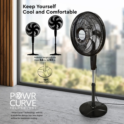 Ventilador De Pedestal Oscilatorio Comfort Zone Czst180bs-eu Cantidad De Aspas 6 Color De La Estructura Negro Color De Las Aspas Gris Diámetro 18 Material De Las Aspas Plástico