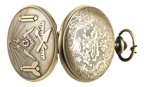 Imagen 4 de 5 de Reloj De Bolsillo Masonico, Escuadra Y Compas Negro