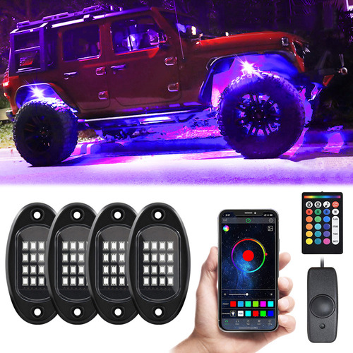 Luz Led Rock 4pcs Multicolor Impermeable Con App Bt Controla