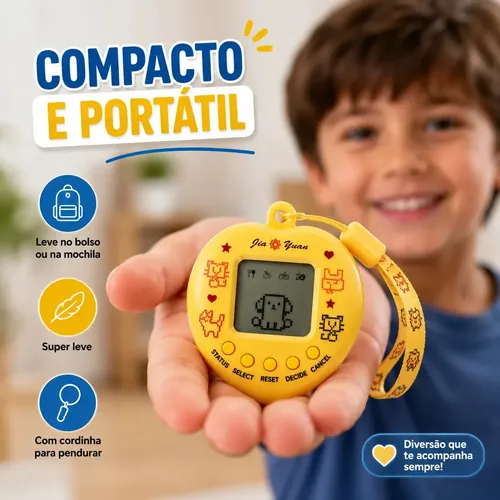 Kit com 3 Bichinho Virtual Tamagotchi 168 Em 1 Retrô Anos 90