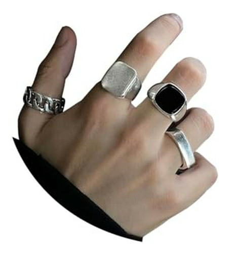 Anillo Punk Gótico Plata Vintage Para Hombre