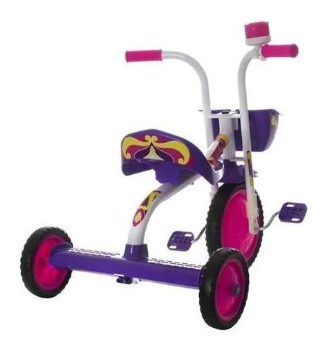 Triciclo Infantil Top Kids Velocipede C/ Buzina Completo Cor Branco C/ Roxo
