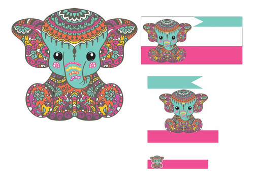 Etiqueta Escolar  Elefante Mandala Kit Imprimible