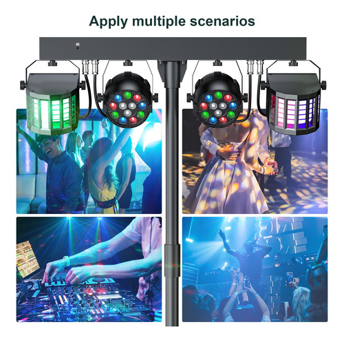Luces Led Dj 5 En 1 Con Soporte De 1.8 Metros Y Control Remo