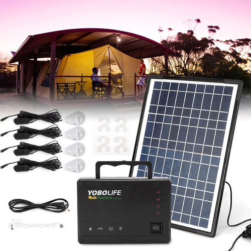 Generador Solar Tuqi Transportable Panel 4 Sets Luz Led