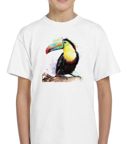 Remera De Niño Tucan Dibujo Watercolor Art