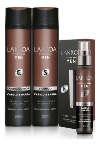 Kit Care Men Shampoo Condicionador Finalizador Lakkoa