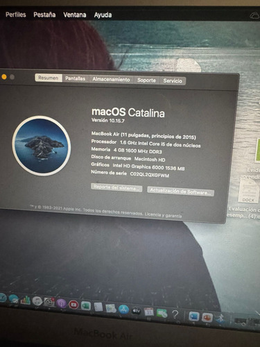 Apple Macbook Air 11 Pulgadas Rapida Funcionando Al 100% (Reacondicionado)