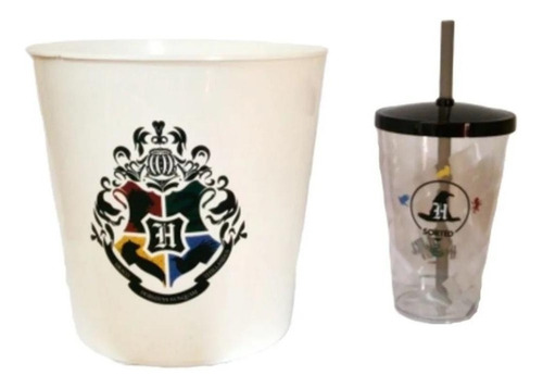 Imagem 2 de 5 de Kit Almofada Porta Pipoca Copos Harry Potter Zona Criativa