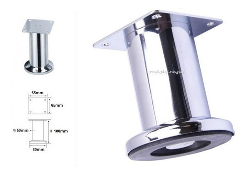 Imagen 2 de 3 de Pata Para Muebles Metálica Cromada 100mm De Altura