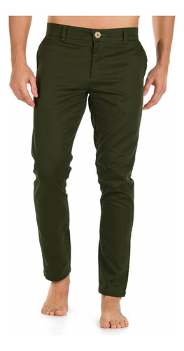 Calça De Sarja Masculina Verde Musgo