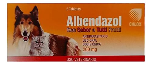 Calox Albendazol 2tab 200mg Antiparasitario Perros Y Gatos
