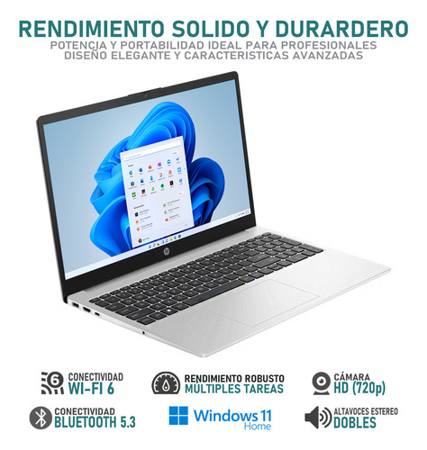 Laptop Hp 255 G10 De 15,6 Amd Ryzen 3, 8gb Ram, 512gb Ssd W Plateado